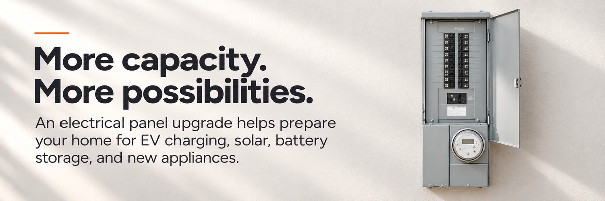 Electrical Panel Upgrade Banner that reads: More capacity. more possibilities.